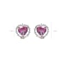 thumb Alloy With Platinum Plated Simplistic Glass stone Heart Stud Earrings 3