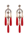 thumb Retro Style Stones Red Elegant Wedding Party Drop Earrings 0