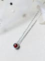 thumb Elegant Red Round Shaped Crystal S925 Silver Necklace 0