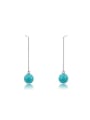 thumb Elegant Blue Beads Platinum Plated Drop Earrings 0