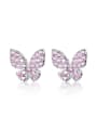 thumb 925 Sterling Silver With Platinum Plated Cute Bowknot Stud Earrings 0