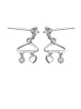 thumb 925 Sterling Silver With Glossy Fashion Triangle Drop Earrings 0