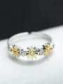 thumb New Design Zircon Set Flower Two Color Plated Ring 1