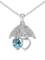 thumb Exquisite Heart Umbrella austrian Crystals Pendant Alloy Necklace 3