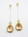 thumb Champagne Water Drop Shaped Glass Drop Earrings 0