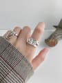 thumb 925 Sterling Silver With Smooth  Simplistic Irregular Free Size Rings 2