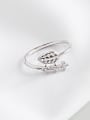 thumb 925 Sterling Silver With Cubic Zirconia Simplistic Leaf  Free Size Rings 0