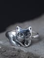 thumb S925 Silver Cute Kitten Opening Statement Ring 0