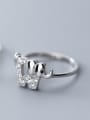thumb 925 Sterling Silver With Platinum Plated Cute Elephant Free Size Rings 1