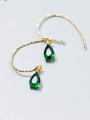 thumb Stylish and sweet Drop-shaped green glass stone small 925 Silver earrings ear hook 0