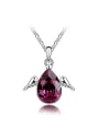 thumb Simple Water Drop austrian Crystal Little Angel Wings Alloy Necklace 0