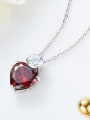 thumb Simple Red Heart Cubic Zircon 925 Silver Necklace 2