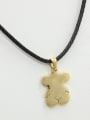 thumb Classical Bear Pendant Leather Necklace 0