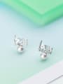 thumb Creative Monogrammed Shaped Artificial Pearl S925 Silver Stud Earrings 0