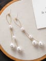thumb Alloy With Gold Plated Simplistic Artificial Pearl  Tassel Earrings 1
