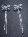 thumb New micro-inlay zircon bow long tassel earrings 1