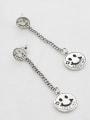 thumb Vintage Sterling Silver With Platinum Plated Simplistic Face Drop Earrings 0