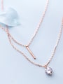 thumb 925 Sterling Silver With 18k Rose Gold Plated Delicate Round Multi Strand Necklaces 0