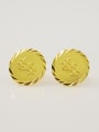 thumb Personality Round Shaped 24K Gold Plated Stud Earrings 0