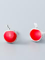 thumb 925 Sterling Silver With Silver Plated Cute Friut apple Stud Earrings 2