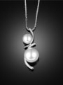 thumb Elegant White Gold Plated Artificial Pearl Necklace 2