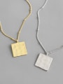thumb 925 Sterling Silver With Gold Plated Personality  Geometric Square Tag Necklace 0