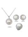 thumb Fashion Platinum Plated Artificial Pearl Three Pieces Jewelry Set 0