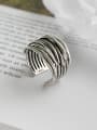 thumb 925 Sterling Silver With Antique Silver Plated Vintage Multi-layer line free size Rings 2