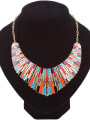 thumb Exaggerated Multicolor Enamel Gold Plated Alloy Necklace 0