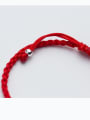 thumb 925 Sterling Silver With Silver Plated Simplistic Dog and Hand knitting red rope Add-a-bead Bracelets 2