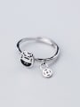 thumb 925 Sterling Silver With Platinum Plated Simplistic Cat Free Size  Rings 2