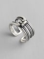 thumb 925 Sterling Silver With Antique Silver Plated Vintage Geometric line knot free size Rings 0