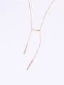 thumb Titanium With Gold Plated Simplistic Asymmetrical Long Stick Chain Necklaces 4