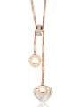 thumb Stainless Steel With Rose Gold Plated Fashion Heart with Rome number Necklaces 0