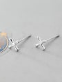 thumb 925 Sterling Silver With Silver Plated Simplistic Cross Stud Earrings 1