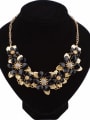 thumb Elegant Acrylic Flowers Gold Plated Leaves Rhinestones Alloy Necklace 1