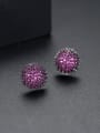 thumb Copper With Gun Plated Trendy Flower Cubic Zirconia Stud Earrings 3
