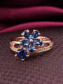 thumb Luxury Blue Rose Gold Plated Flower Zircon Ring 1