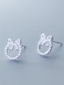 thumb 925 Sterling Silver With Platinum Plated Cute Bowknot Stud Earrings 2