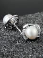 thumb Fashion White Artificial Pearl Cubic Zirconias Stud Earrings 2