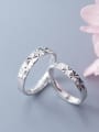 thumb 925 Sterling Silver With Silver Plated Simplistic Snow Pattern Free Size Rings 0
