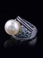 thumb Retro style Artificial Pearl Antique Silver Plated Ring 1