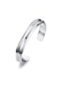 thumb All-match Open Design Letter C Shaped Stainless Steel Bangle 0