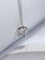 thumb Simple 925 Silver Tiny Cubic Rhinestone Geometrical Pendant Alloy Necklace 2