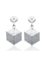 thumb White Gold Plated Square Shaped Two Pieces Jewelry Set 0