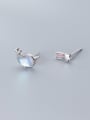 thumb 925 Sterling Silver With Platinum Plated Cute Irregular Stud Earrings 1