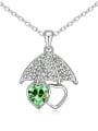 thumb Exquisite Heart Umbrella austrian Crystals Pendant Alloy Necklace 2