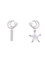 thumb Copper With White Gold Plated Personality  Asymmetry Star Drop Earrings 0