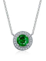 thumb Simple and delicate round Micro-inlay green zircon necklaces 1