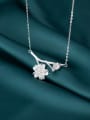 thumb 925 Sterling Silver With Platinum Plated Cute Branches Flower Necklaces 0